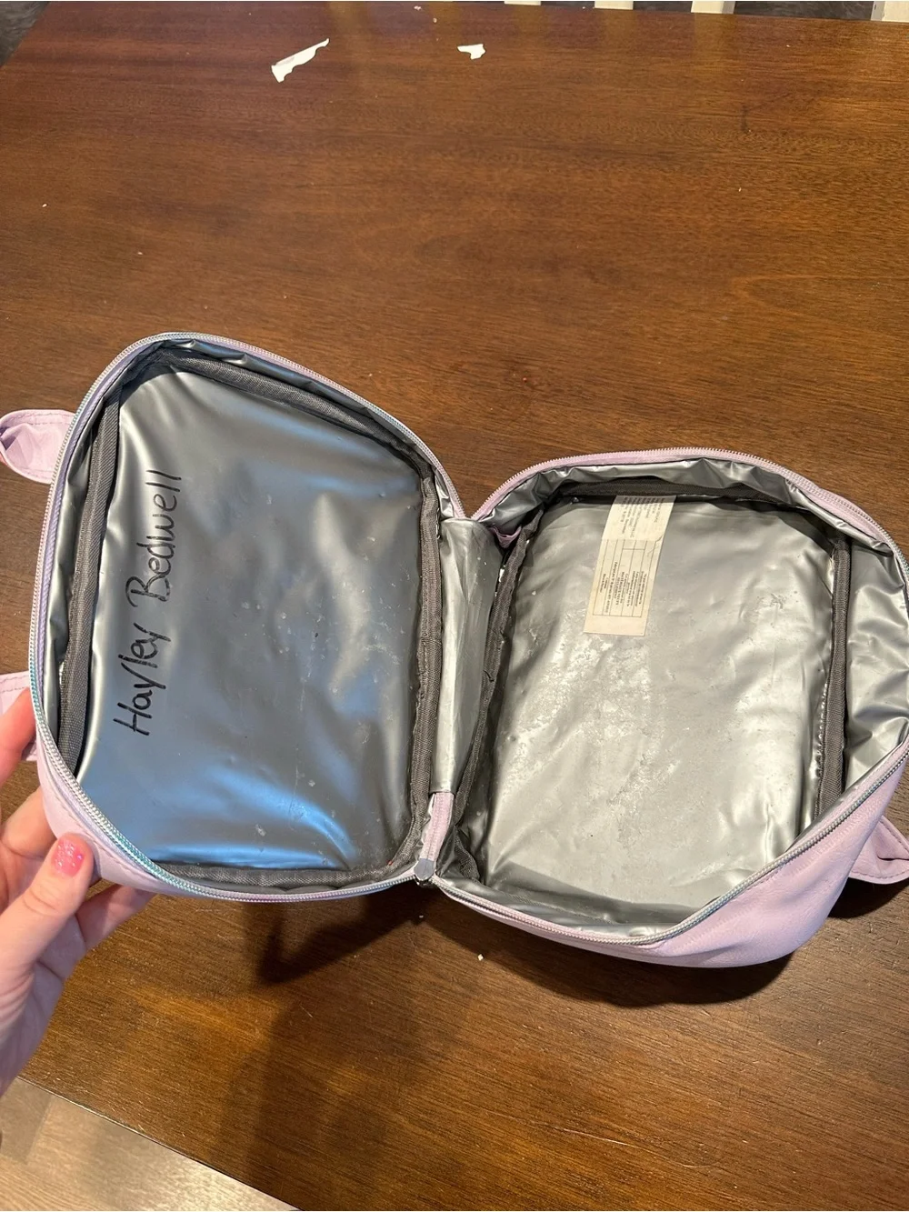 Kids Lavender Heart Lunch Tote with Rhinestone Butterfly